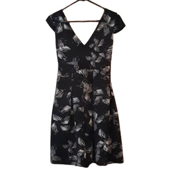 Halston Heritage Floral A-Line Dress - Floral - Black Multi - Picture 3 of 8